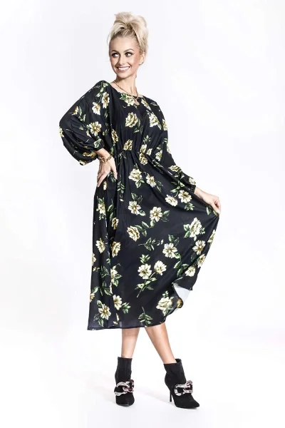 Černobéžové květované kimono šaty Ann Gissy
