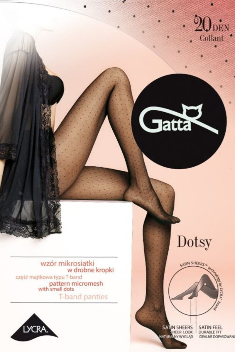 DOTSY - Dámské vzorované punčochové kalhoty - Gatta, nero 3-M i170_000664010390