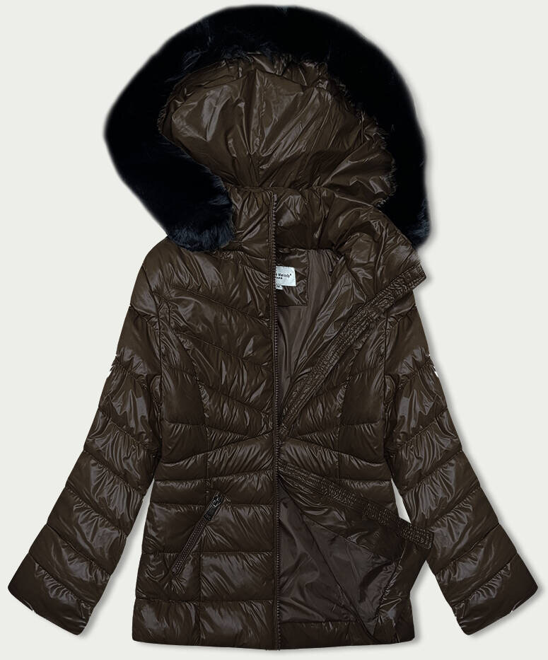 Zimní bunda pro ženy s kapucí a kožešinou - MELYA MELODY, odcienie brązu M (38) i392_22817-47
