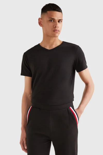 Černá 3 PACK Pánská trička V-NECK z bavlny - Tommy Hilfiger