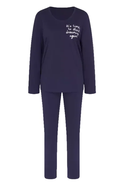 Modré pohodlné pyžamo s tištěným motivem - Triumph Relax Cotton