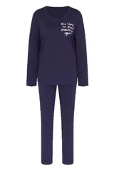 Modré pohodlné pyžamo s tištěným motivem - Triumph Relax Cotton