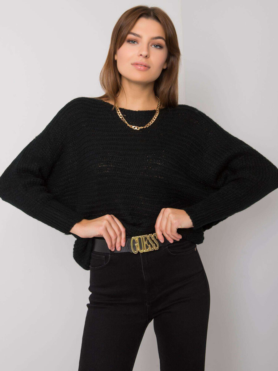 Dámský OCH BELLA Černý pletený svetr FPrice, jedna velikost i523_2016103034413