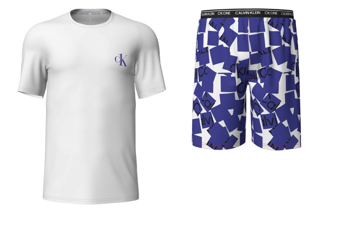 Pánské krátké pyžamo 9T169 6OF bílámodrá - Calvin Klein, bílá/modrá XL i10_P57897_1:1079_2:93_