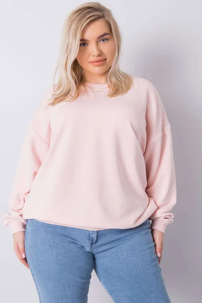 Dámská růžová plus size mikina bez kapuce Fashionhunters