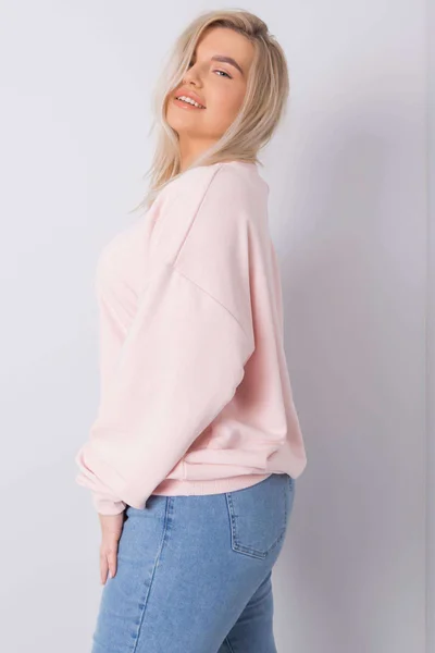 Dámská růžová plus size mikina bez kapuce Fashionhunters