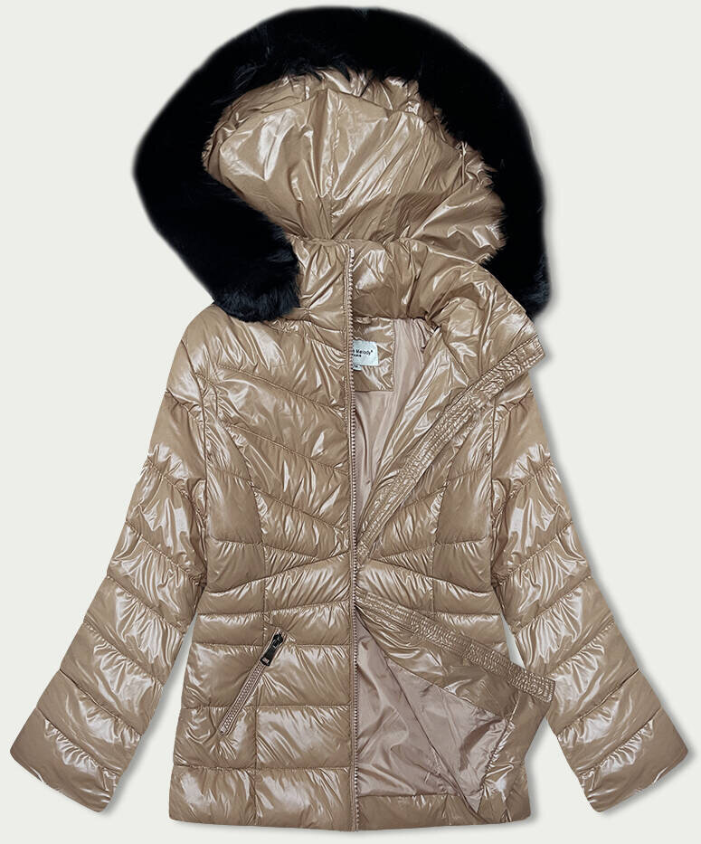 Zimní bunda s kapucí a péřovou výplní pro ženy - Béžová elegie, odcienie beżu M (38) i392_22827-47