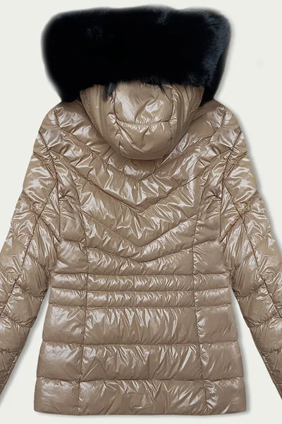 Zimní bunda s kapucí a péřovou výplní pro ženy - Béžová elegie
