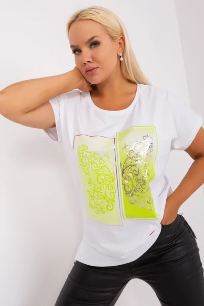 Dámská plus size mikina s potiskem ecru-lime Fashionhunters