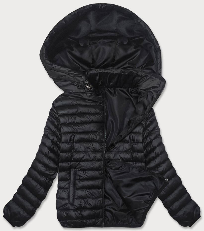 Prošívaná bunda pro ženy s kapucí SWEST, odcienie czerni 46 i392_21927-R