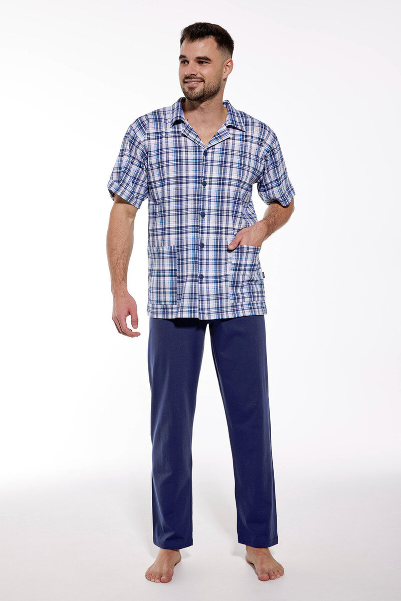 Kostkované pyžamo pro muže s krátkými rukávy Cornette, Modrá 3xl i170_PM-318-3XL-649108-50