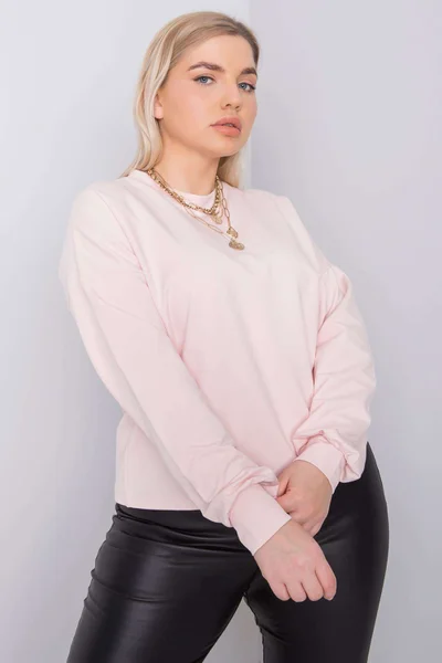 Dámská růžová plus size mikina - Fashionhunters