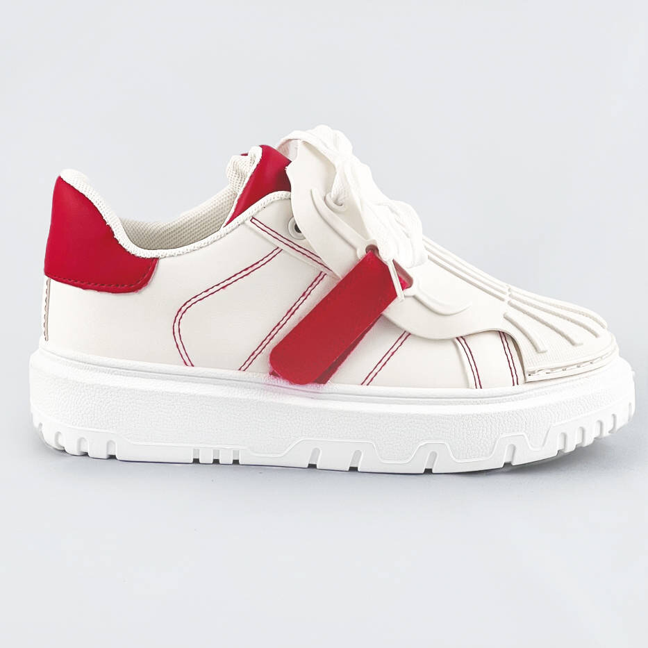 Bílo-červené dámské sportovní boty se zakrytým šněrováním V42 Fairy, odcienie bieli XL (42) i392_20033-D