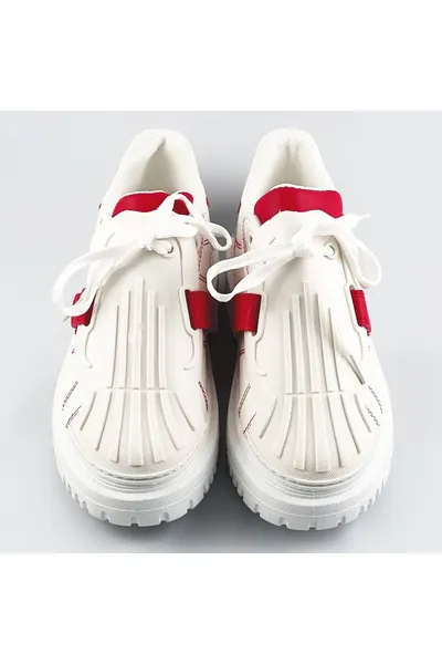 Bílo-červené dámské sportovní boty se zakrytým šněrováním V42 Fairy