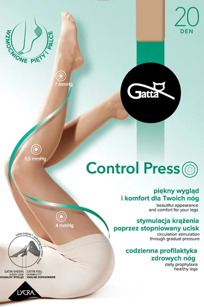 Dámské černé kompresní punčocháče Control Press - Gatta