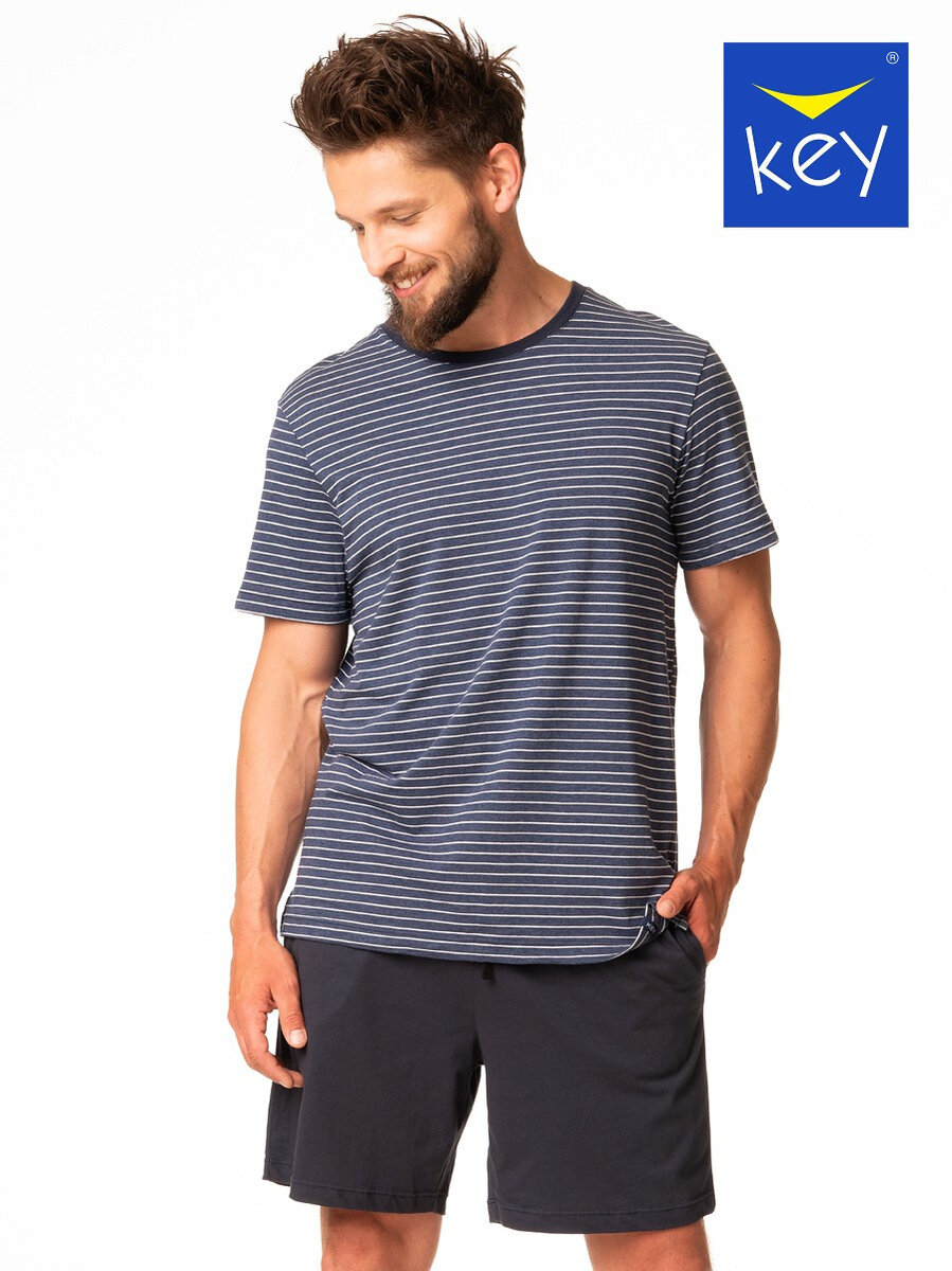 Mužská pohodlná pyžama Key Comfort, tmavě modrá-melanžová M i384_55456283