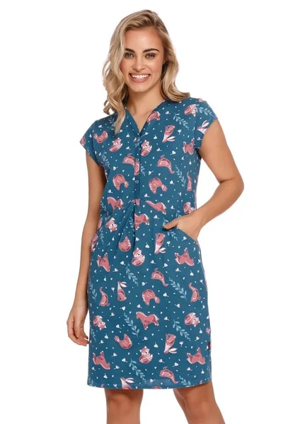 Dámská noční košile Lesley modrá se zvířaty Dn-nightwear