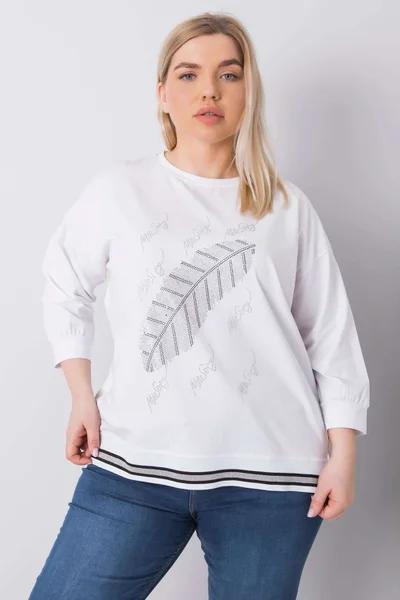 Oversized bílá halenka s krystaly - Fashionhunters