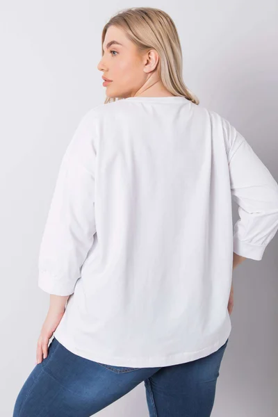 Oversized bílá halenka s krystaly - Fashionhunters