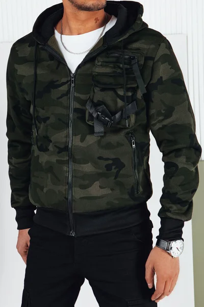 Stylová pánská camo mikina na zip s kapucí Dstreet