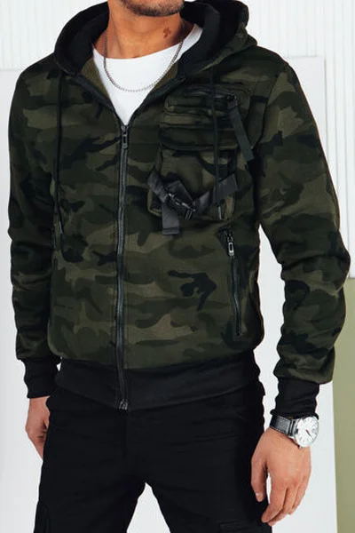 Stylová pánská camo mikina na zip s kapucí Dstreet