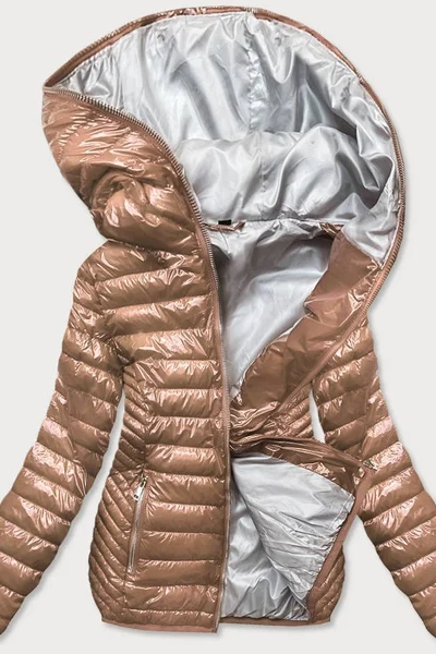 Zlatá prošívaná bunda pro ženy s kapucí 5OV S'WEST
