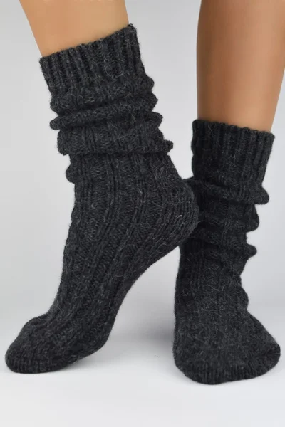 Alpakové pruhované vlněné ponožky Noviti