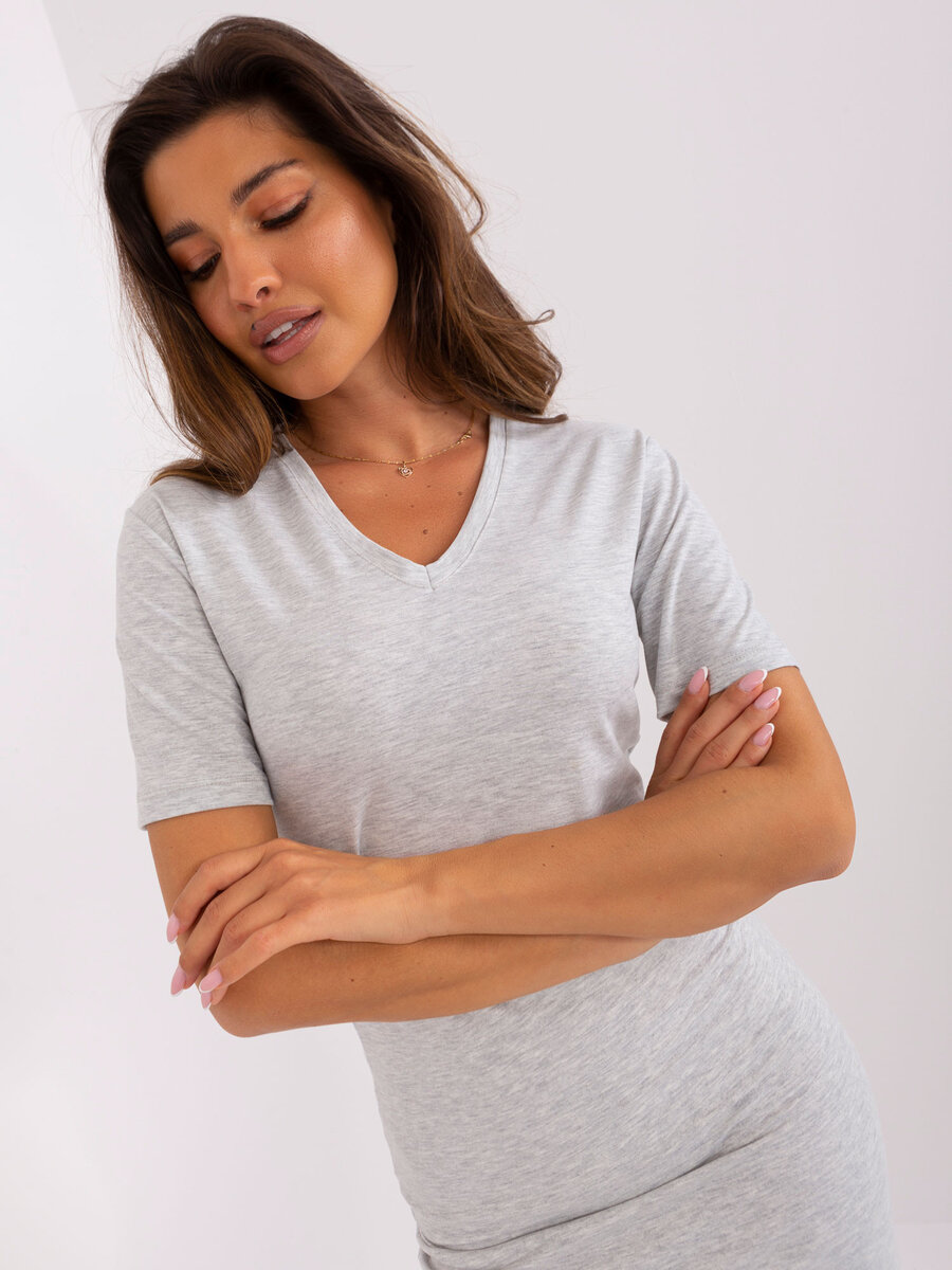 Šedé dámské bavlněné tričko FPrice - Letní ležérní styl, XL i523_2016103438839
