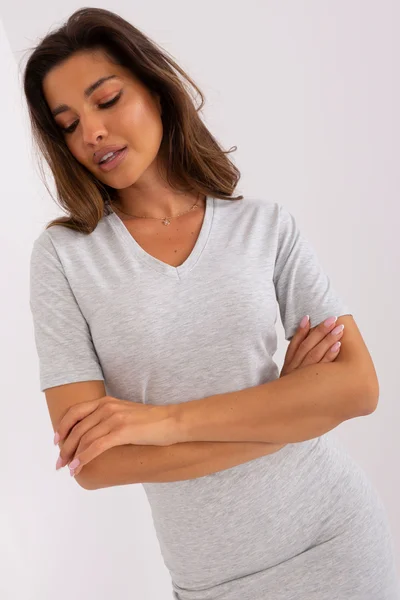 Šedé dámské bavlněné tričko FPrice - Letní ležérní styl