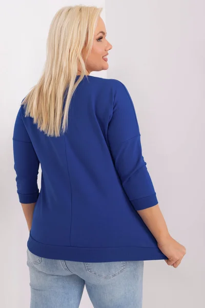 Kobaltová plus-size dámská halenka s rukávy Fashionhunters