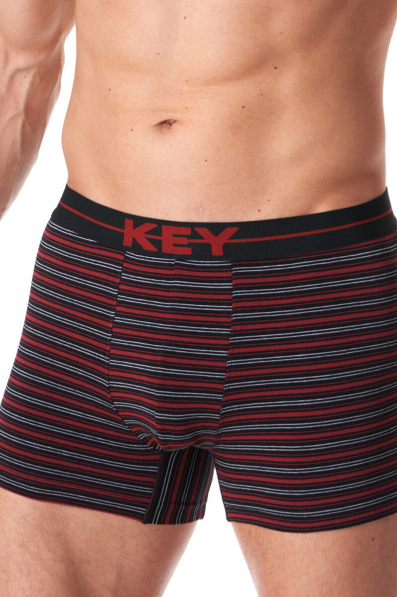 Pruhované boxerky pro muže Key, Červená L i170_MXH 356 B23 CE L