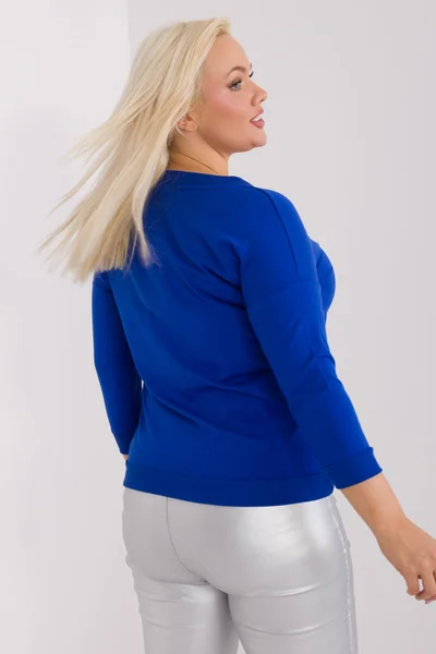 Dámská kobaltová halenka plus size s aplikacemi Fashionhunters