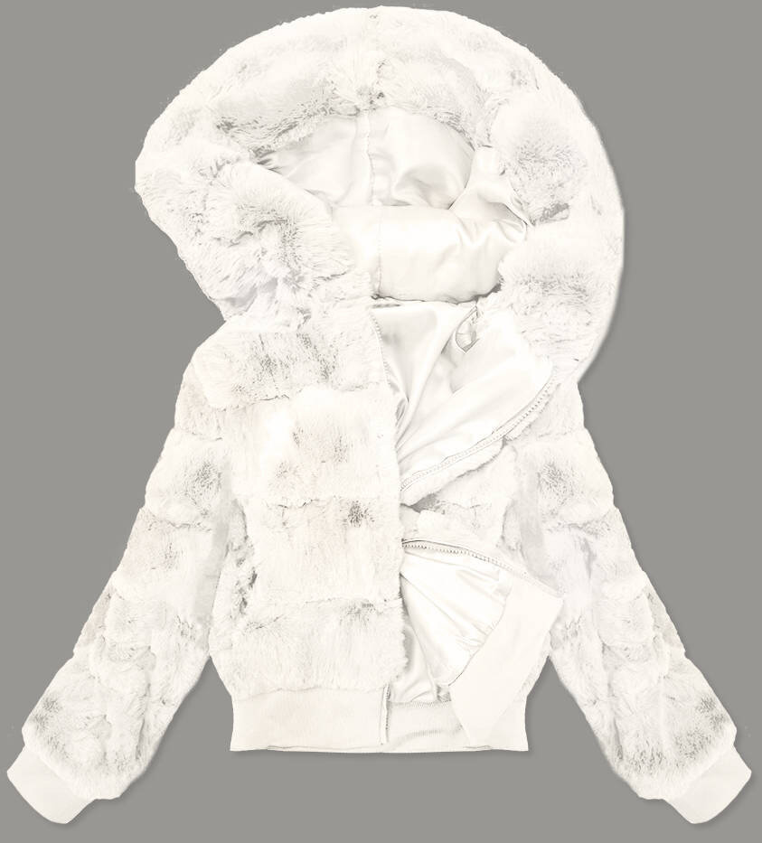 Bílá dámská kožešinová bunda 65UVF3 SWEST, odcienie bieli XXL (44) i392_18372-48