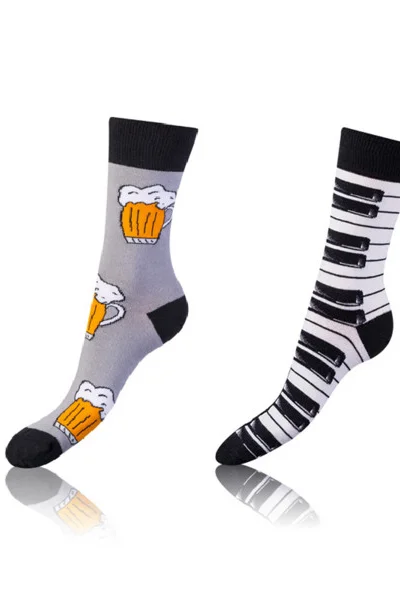 Bellinda CRAZY SOCKS Veselé černé ponožky - 2 páry