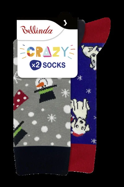 Bellinda Veselé 2 páry ponožek CRAZY SOCKS - šedé