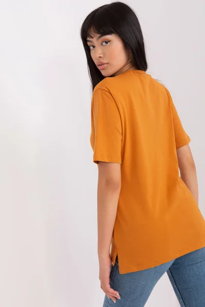 Oranžové Výstřihové Dámské Tričko FPrice