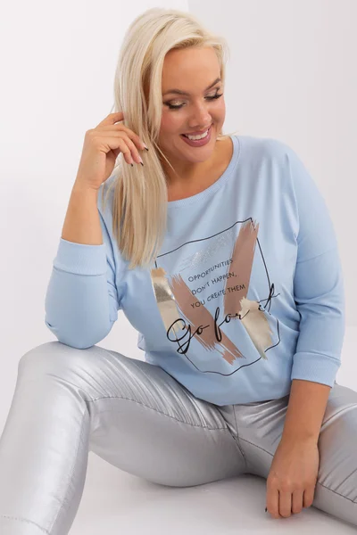 Světle modrá plus size dámská halenka Fashionhunters