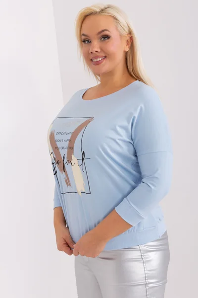 Světle modrá plus size dámská halenka Fashionhunters