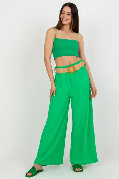 Vysokopasové dámské kalhoty s ozdobnými záhyby od Italy Moda