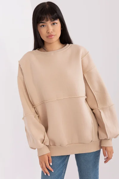 Beige oversize dámská mikina EM BL od FPrice