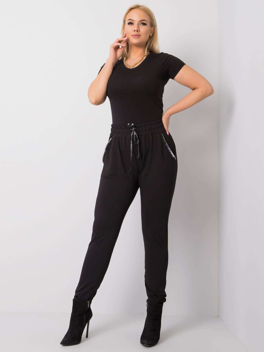 Dámské černé bavlněné kalhoty plus velikosti FPrice, 4XL i523_2016102774914
