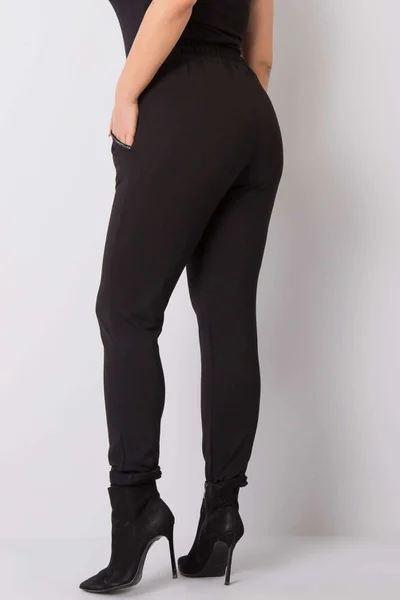Dámské černé bavlněné kalhoty plus velikosti FPrice