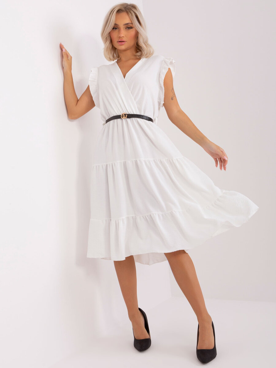 Ecru šaty s volánkem - Letní elegance DHJ-SK, jedna velikost i523_2016103419975