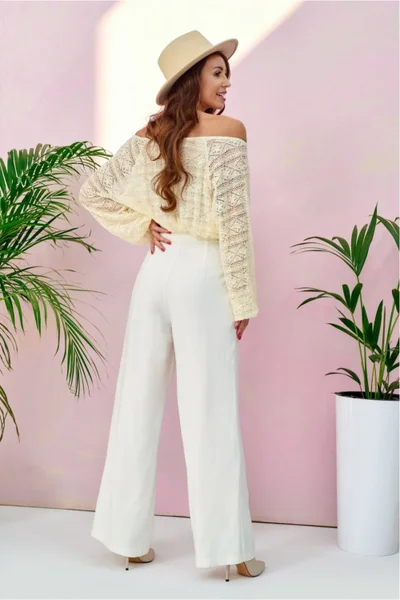 Široké dámské kalhoty s řetízkovými detaily od Roco Fashion