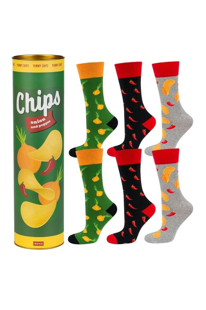 Vzorované dámské ponožky v tubě CHIPS Trio Soxo, MULTIKOLOR 35-40 i170_99058.63