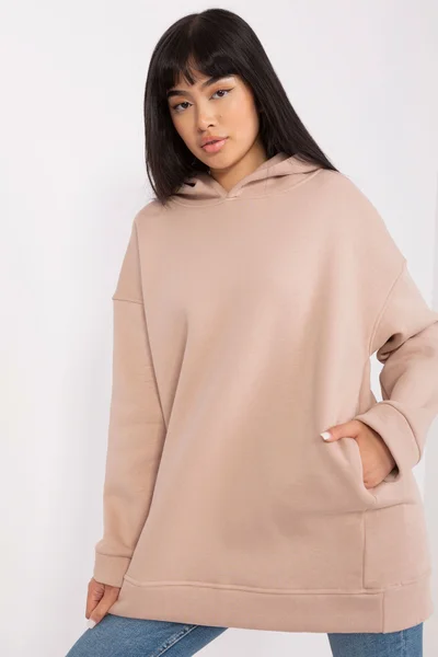 Tmavě béžová mikina basic oversize FPrice