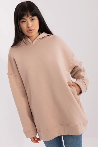 Tmavě béžová mikina basic oversize FPrice