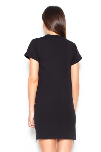 Černé mikinové šaty s krátkými rukávy - Katrus