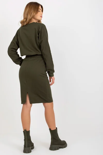 Khaki dámský set: sukně a crop mikina Fashionhunters