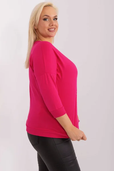 Fashionhunters fuchsiová plus size halenka s potiskem